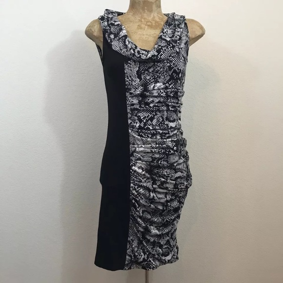 bcbg mixed print bodycon dress